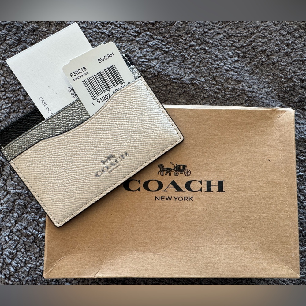 Coach Card Holder - Cream and Black